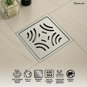 Emerald Square 304-Grade Floor Drain with Collar, Hole & Cockroach Trap (5 x 5 Inches) - by Specule